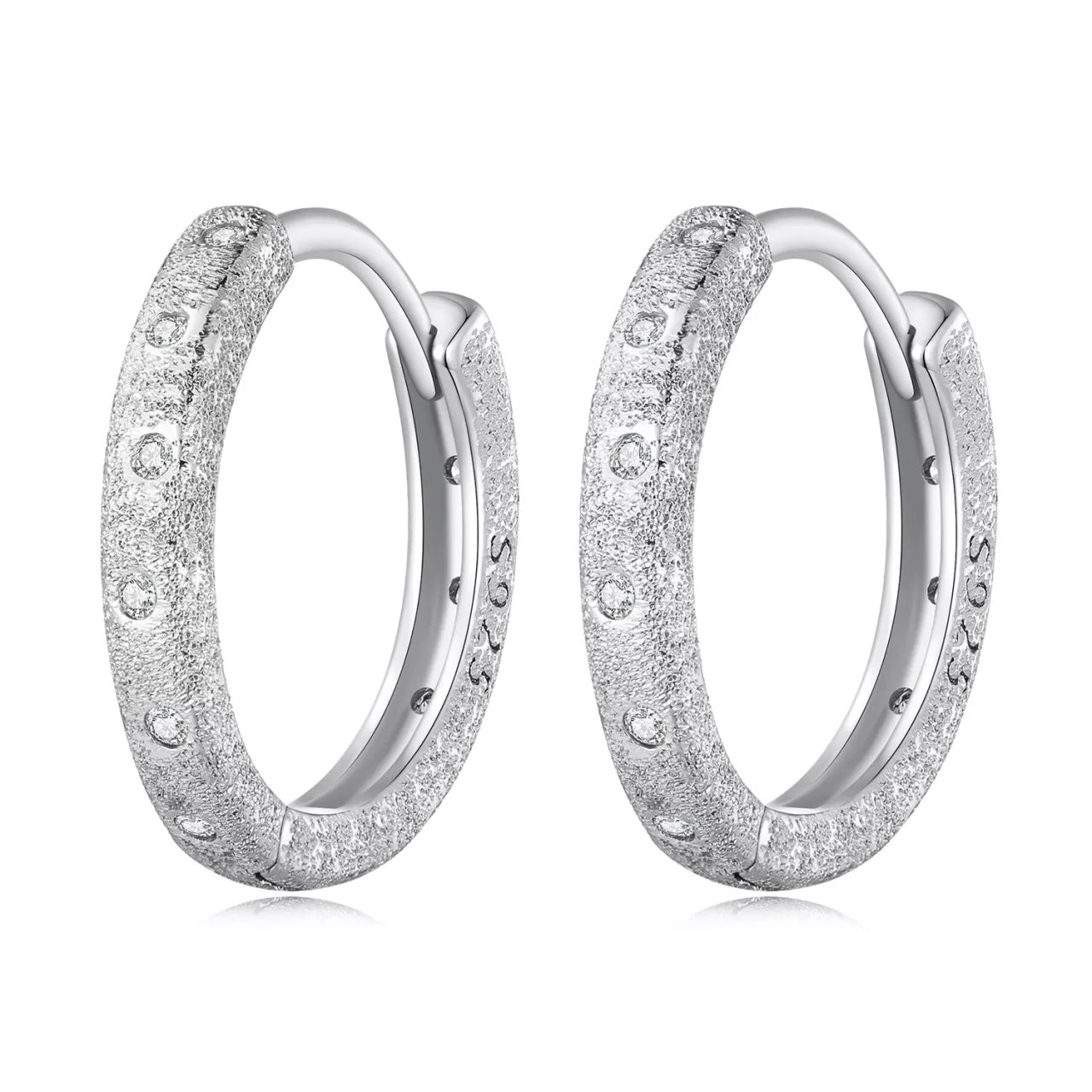 Cercei din argint Star Dust Hoops, Argint 925, Pentru Femei