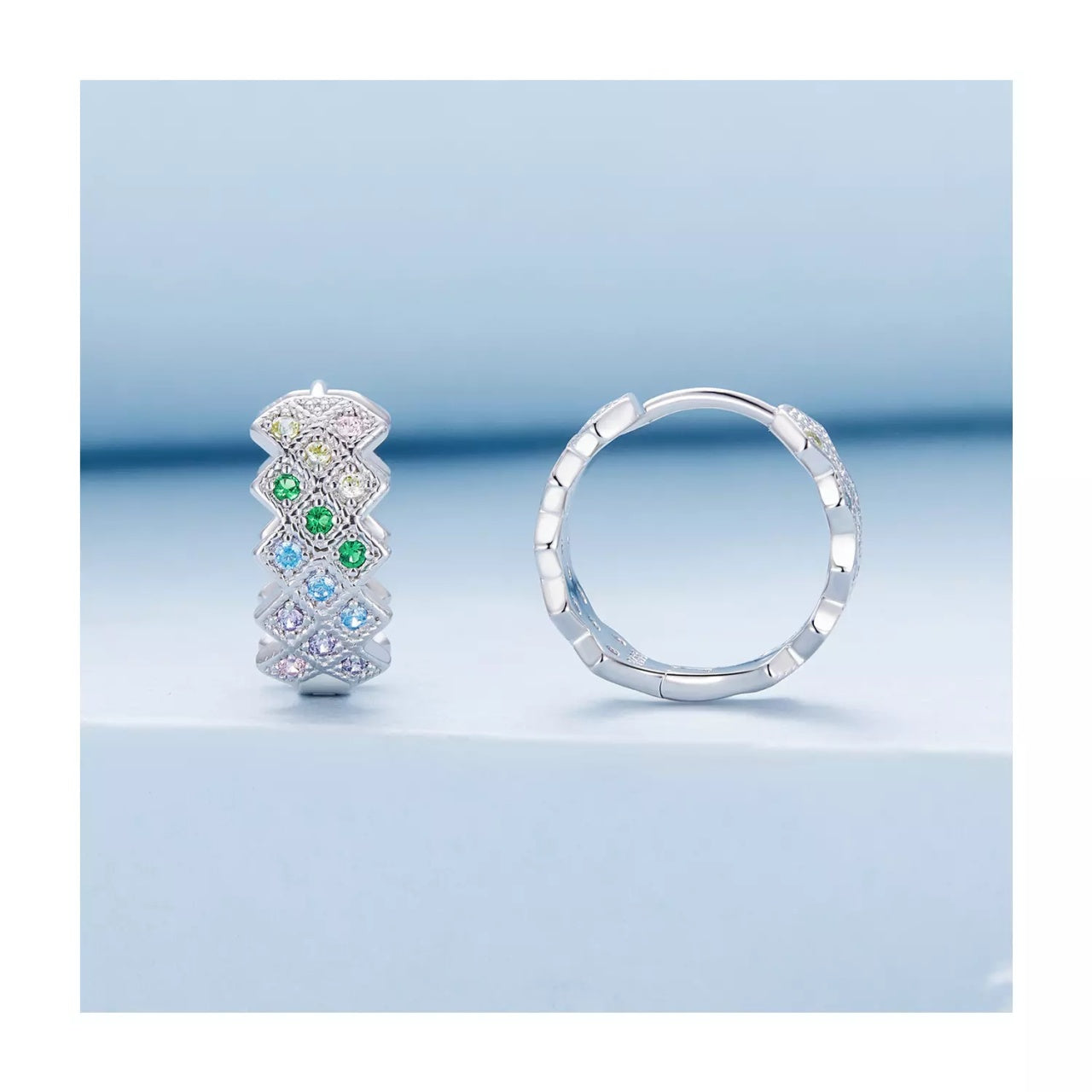 Cercei din argint Starlight Colorful Crystal, Argint 925, Pentru Femei