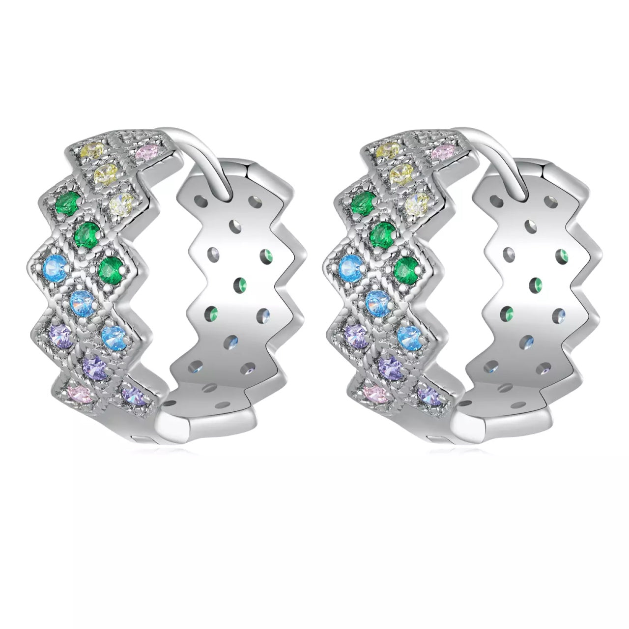 Cercei din argint Starlight Colorful Crystal, Argint 925, Pentru Femei