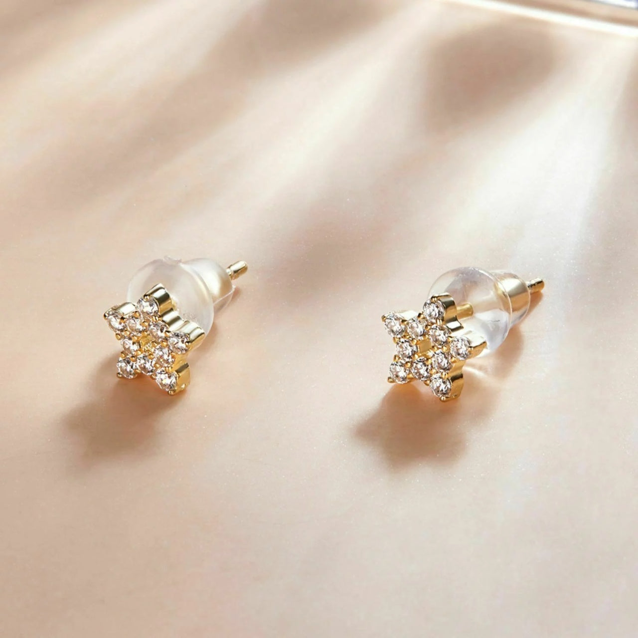 Cercei din argint Stars in Gold, Argint 925, Pentru Femei