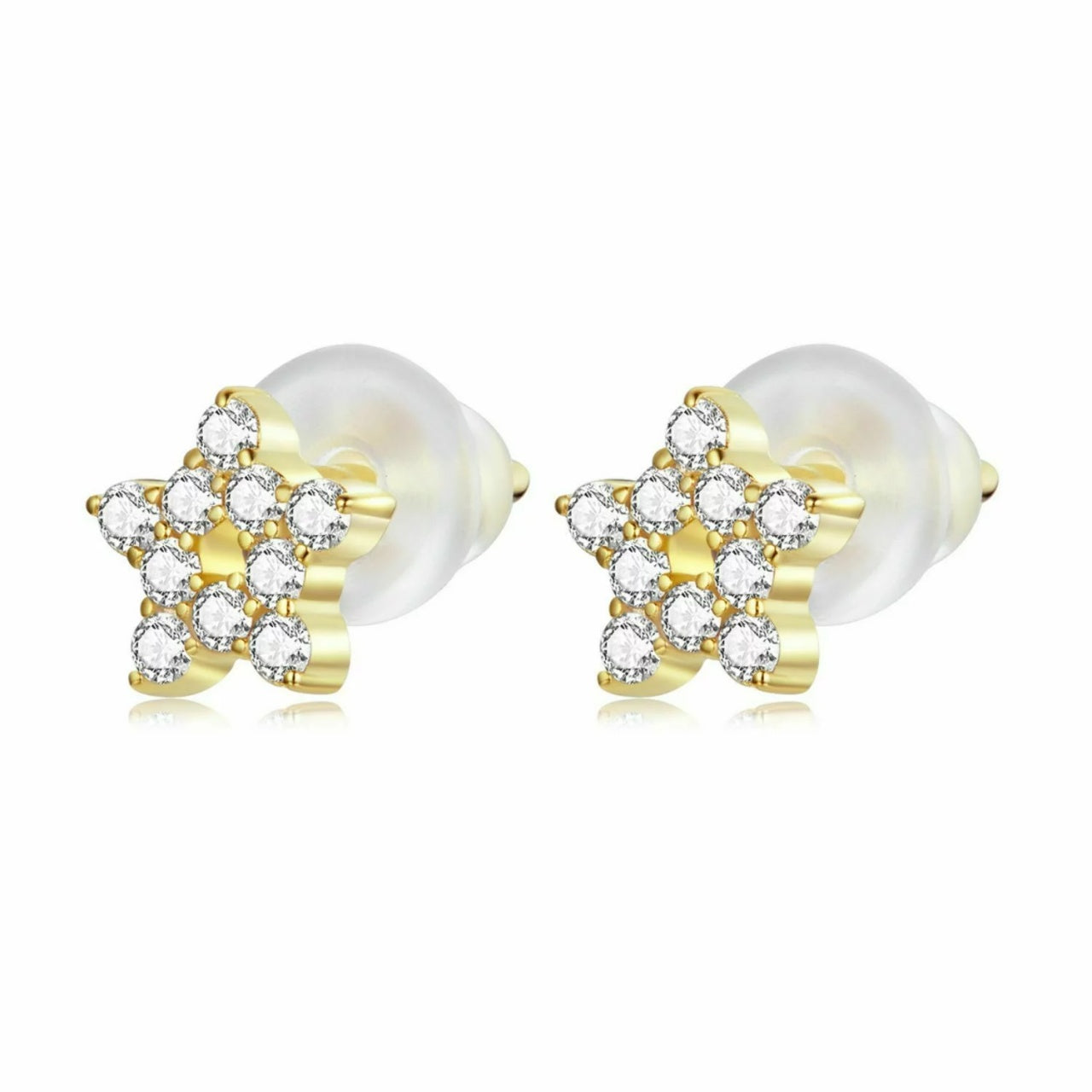 Cercei din argint Stars in Gold, Argint 925, Pentru Femei