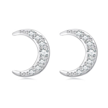 Cercei din argint Studded Moon, Argint 925, Pentru Femei