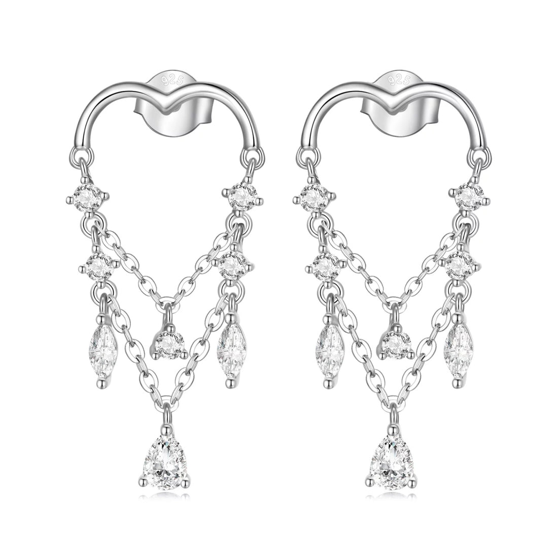 Cercei din argint Stunning Chain, Argint 925, Pentru Femei