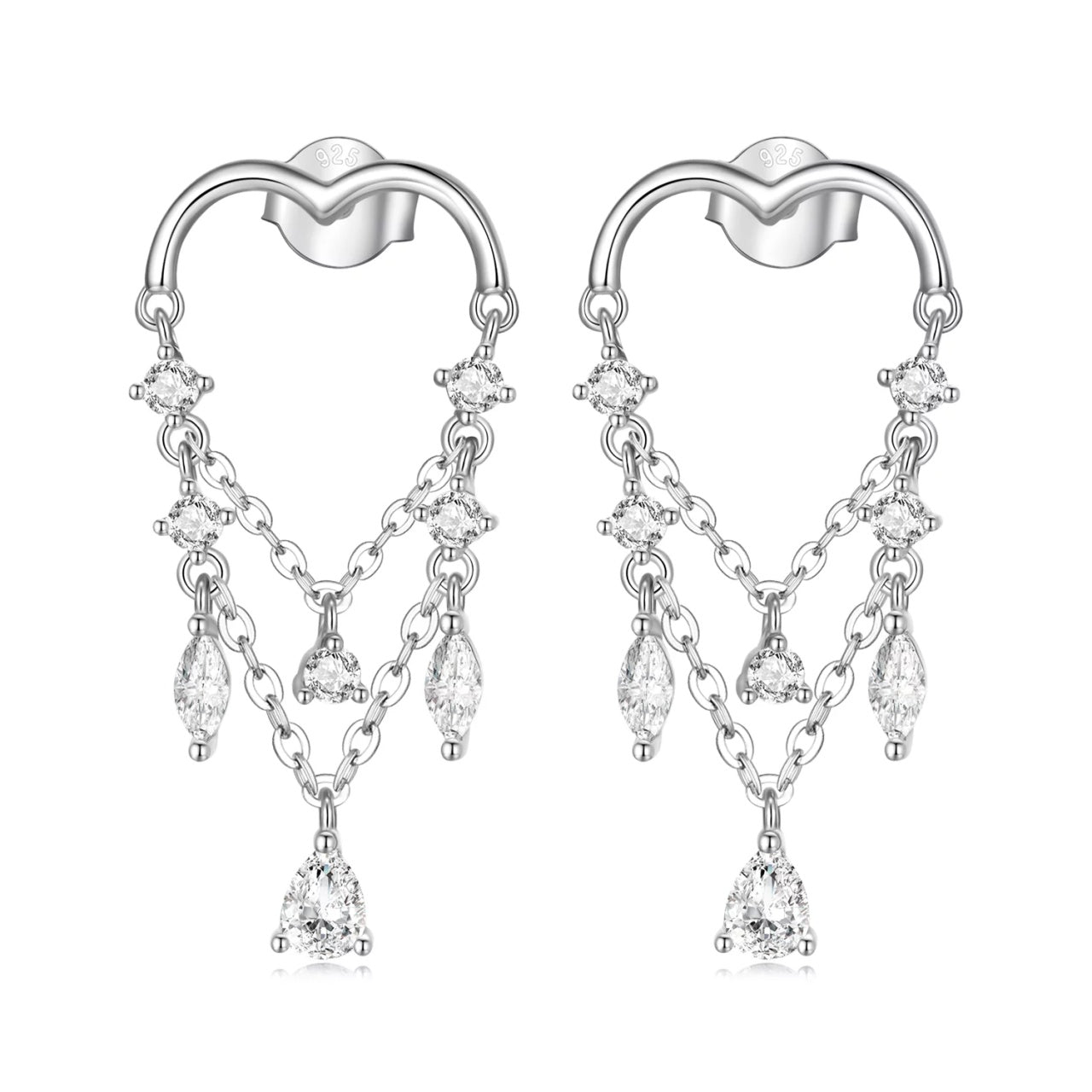 Cercei din argint Stunning Chain, Argint 925, Pentru Femei