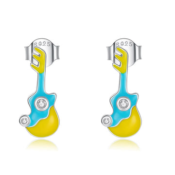 Cercei din argint Summer Guitars, Argint 925, Pentru Femei 1.05g
