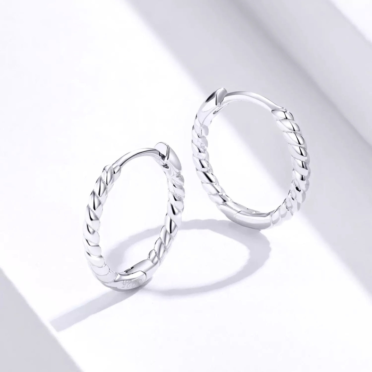 Cercei din argint Swirl Small Hoops, Argint 925, Pentru Femei