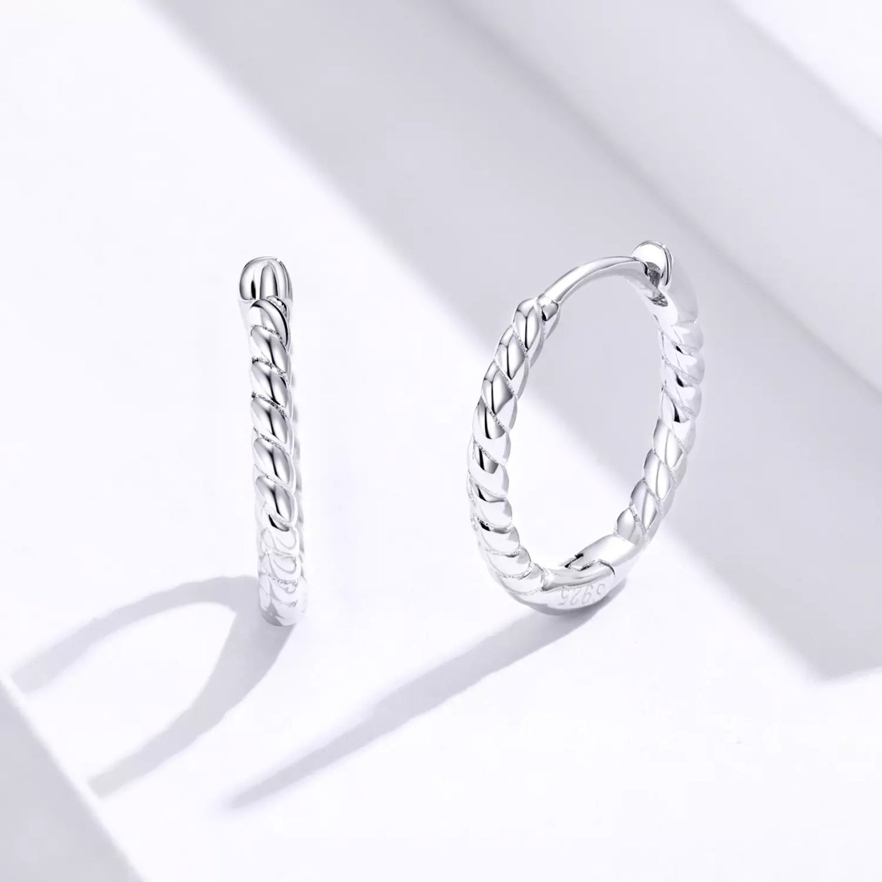 Cercei din argint Swirl Small Hoops, Argint 925, Pentru Femei