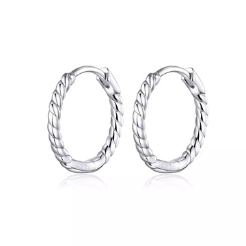 Cercei din argint Swirl Small Hoops, Argint 925, Pentru Femei
