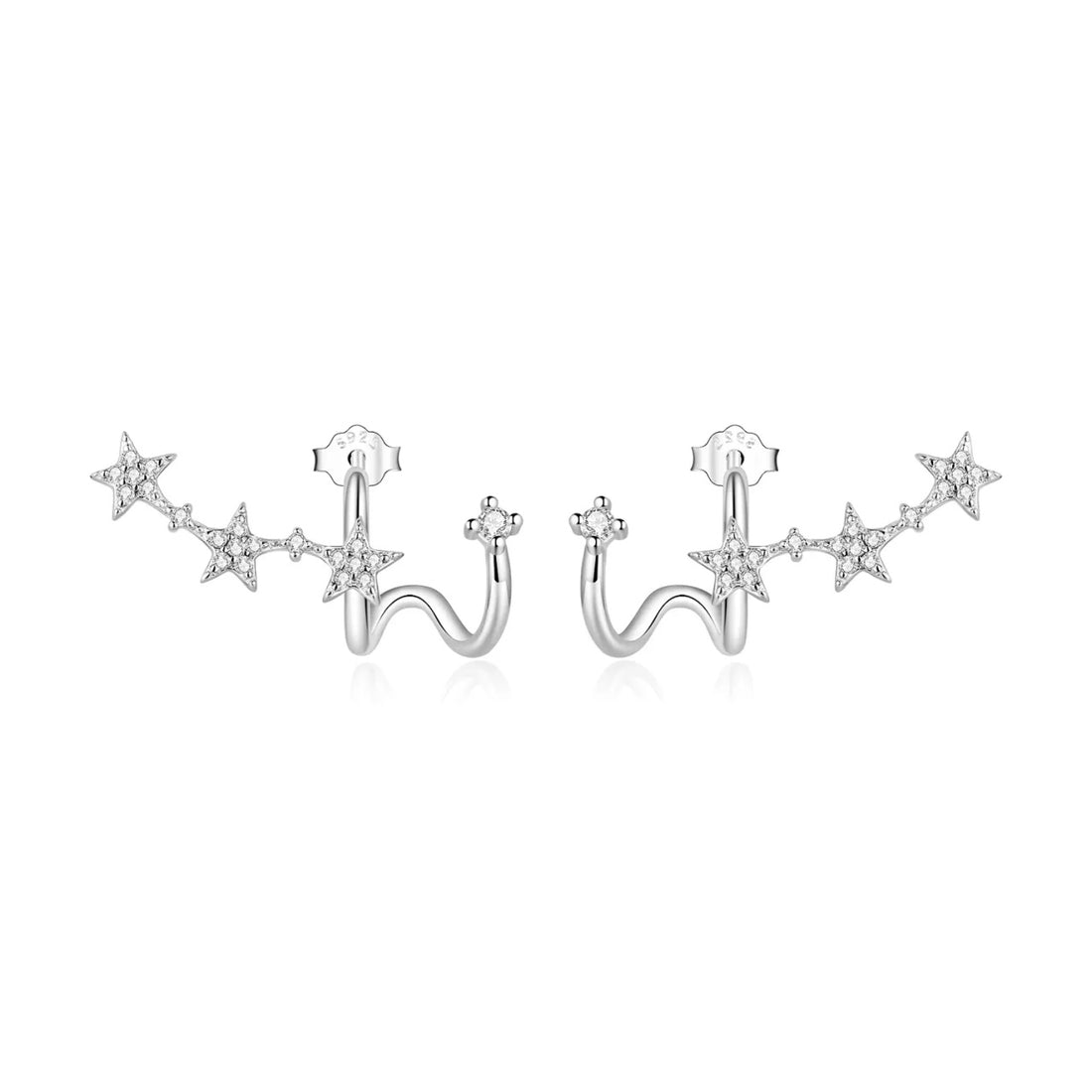 Cercei din argint Three Sparkling Stars, Argint 925, Pentru Femei