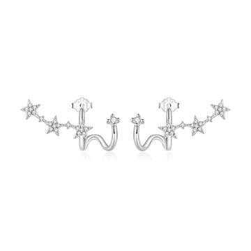 Cercei din argint Three Sparkling Stars, Argint 925, Pentru Femei