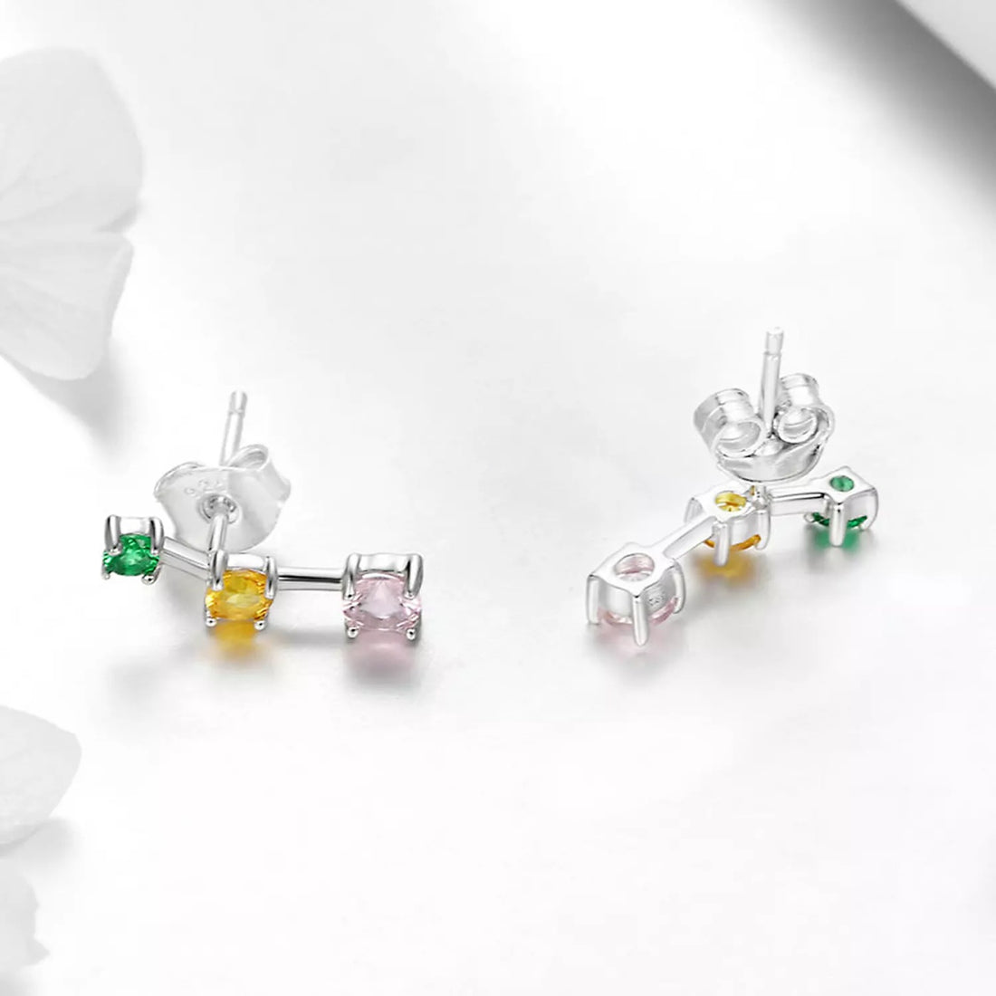 Cercei din argint Trio Colored Stones, Argint 925, Pentru Femei