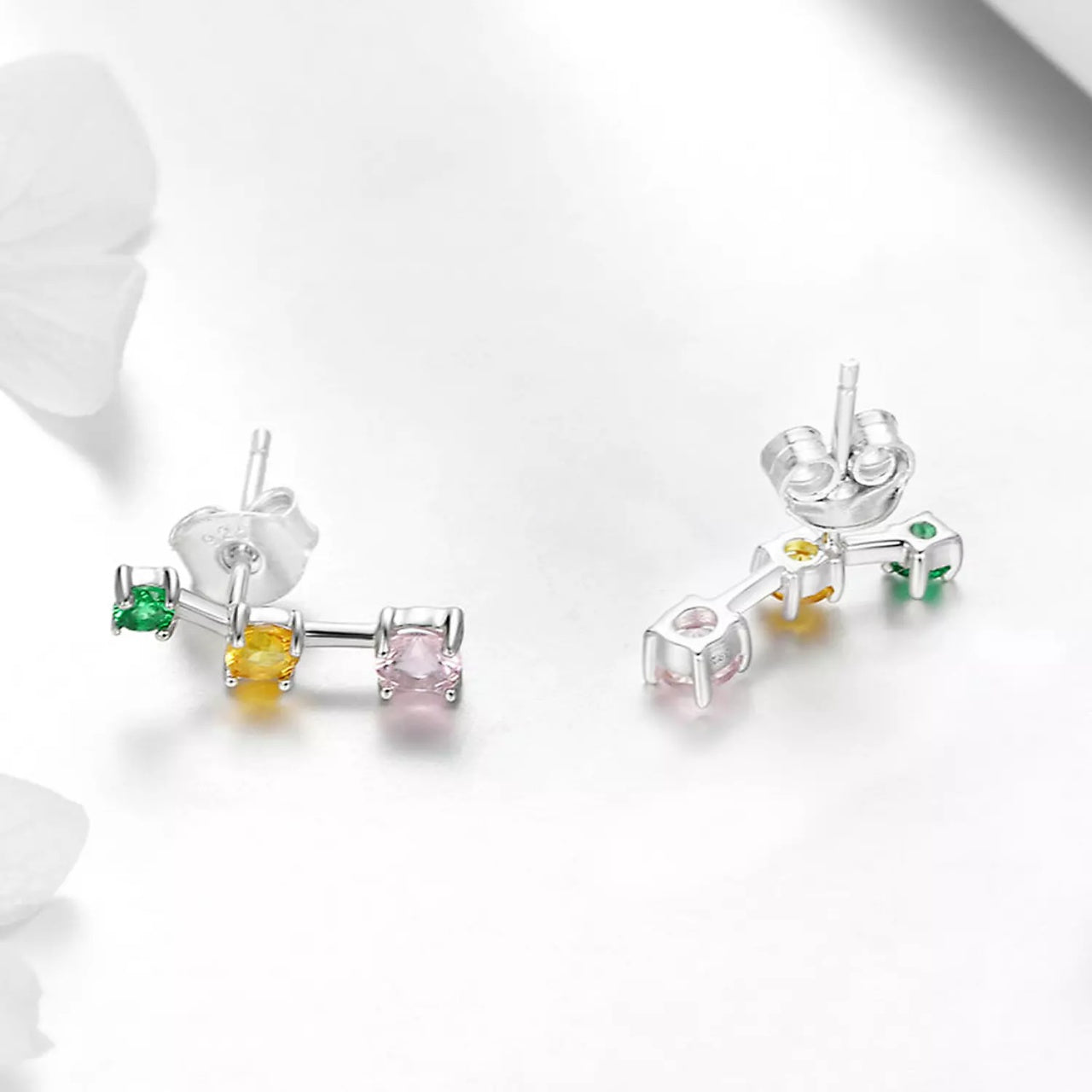 Cercei din argint Trio Colored Stones, Argint 925, Pentru Femei