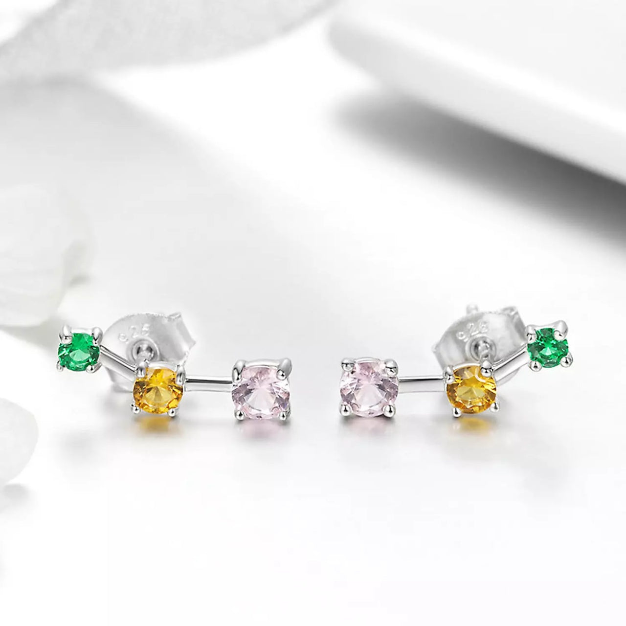 Cercei din argint Trio Colored Stones, Argint 925, Pentru Femei