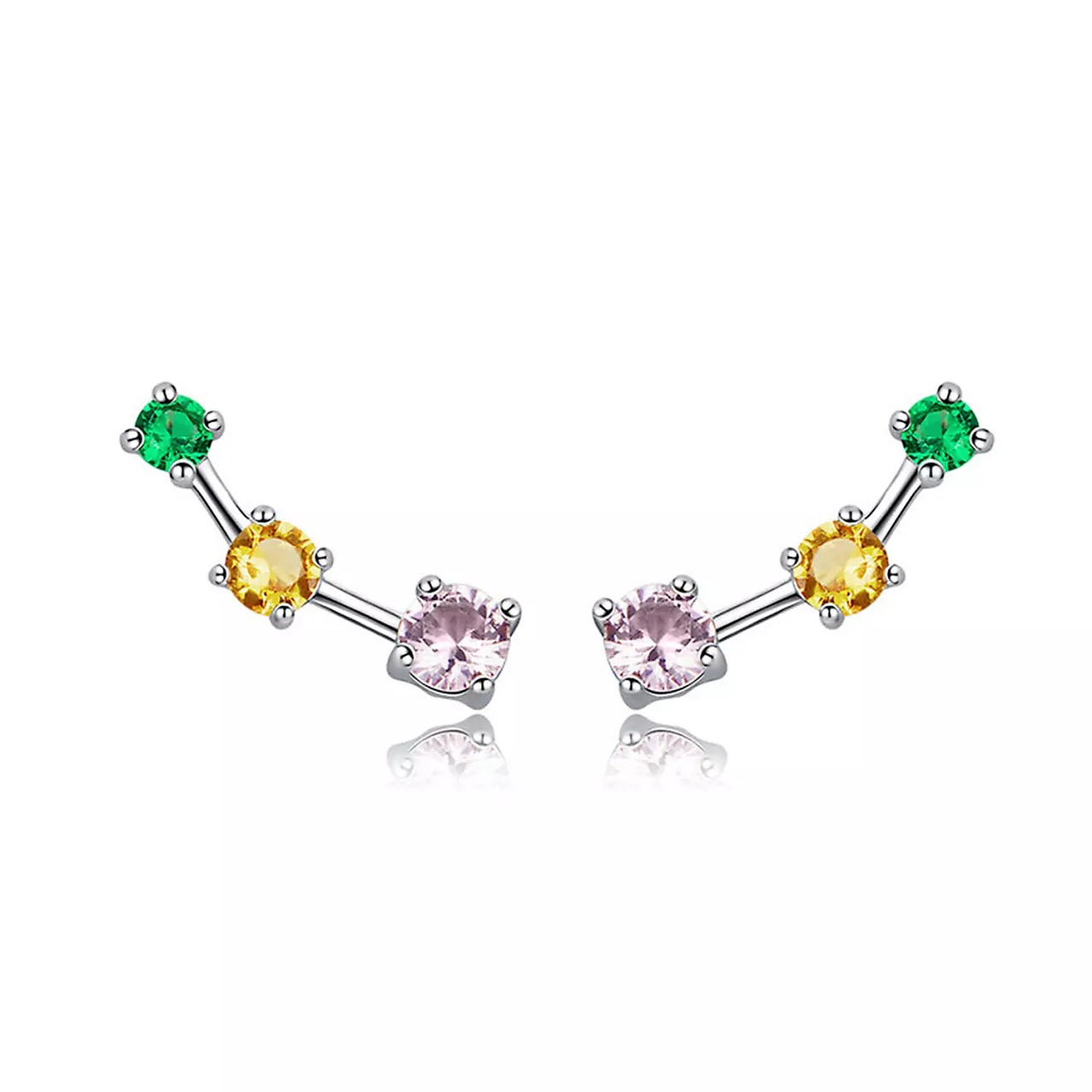 Cercei din argint Trio Colored Stones, Argint 925, Pentru Femei