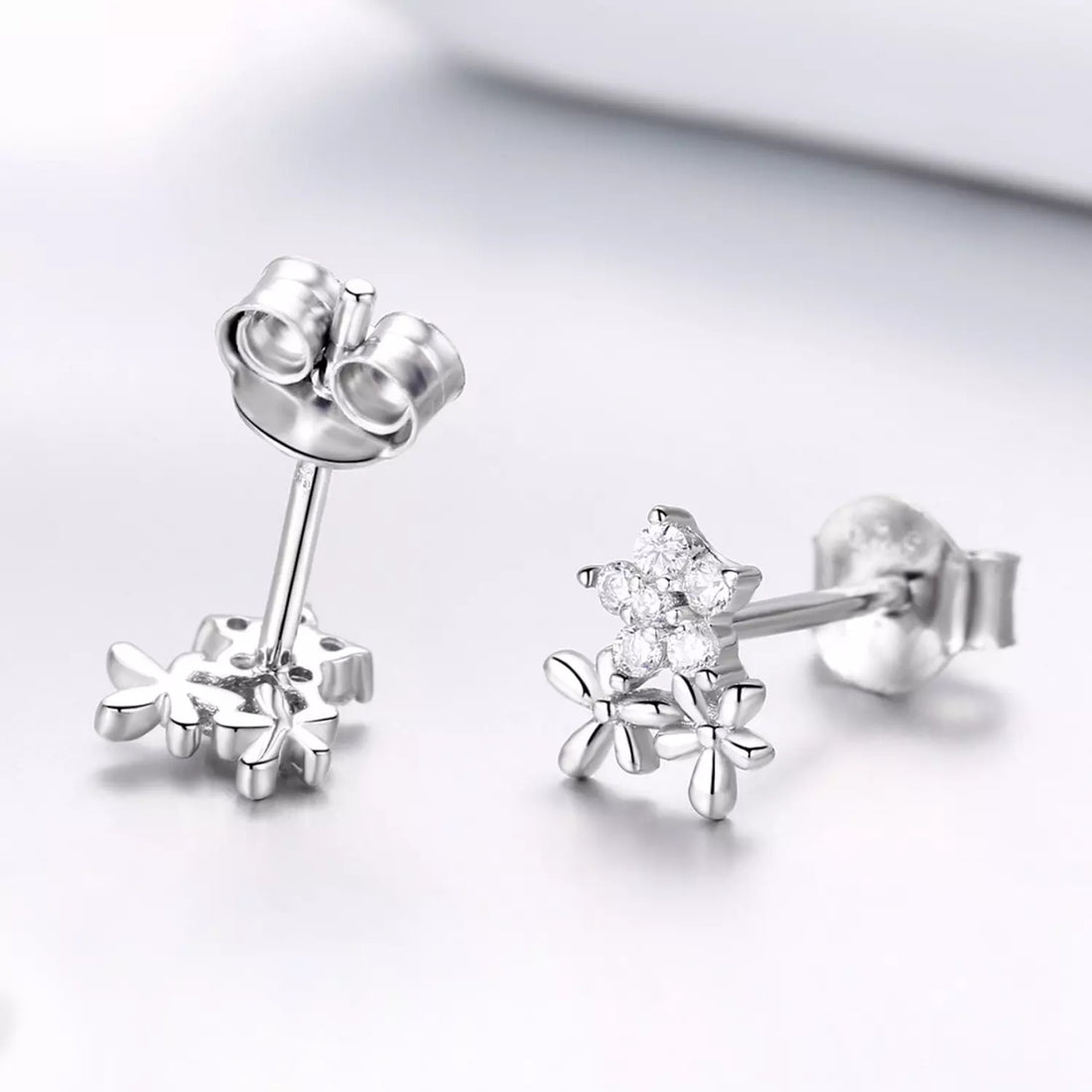 Cercei din argint Trio Flowers, Argint 925, Pentru Femei 0.82g
