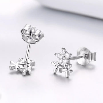 Cercei din argint Trio Flowers, Argint 925, Pentru Femei 0.82g