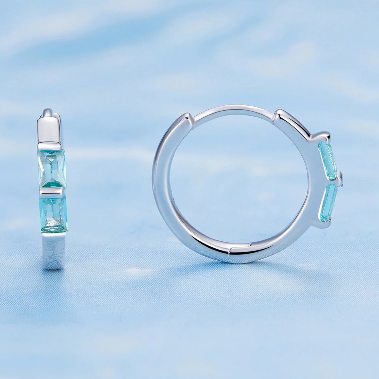 Cercei din argint Turquoise Crystals, Argint 925, Pentru Femei