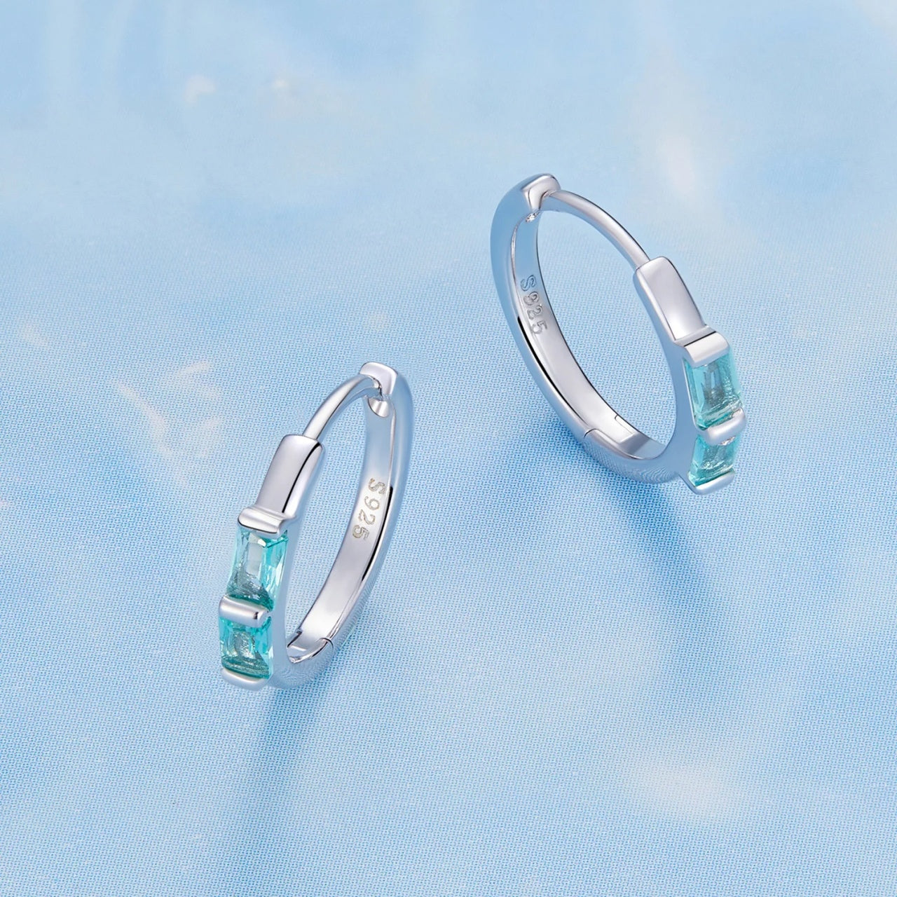 Cercei din argint Turquoise Crystals, Argint 925, Pentru Femei