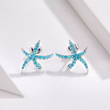 Cercei din argint Turquoise Sea Star, Argint 925, Pentru Femei