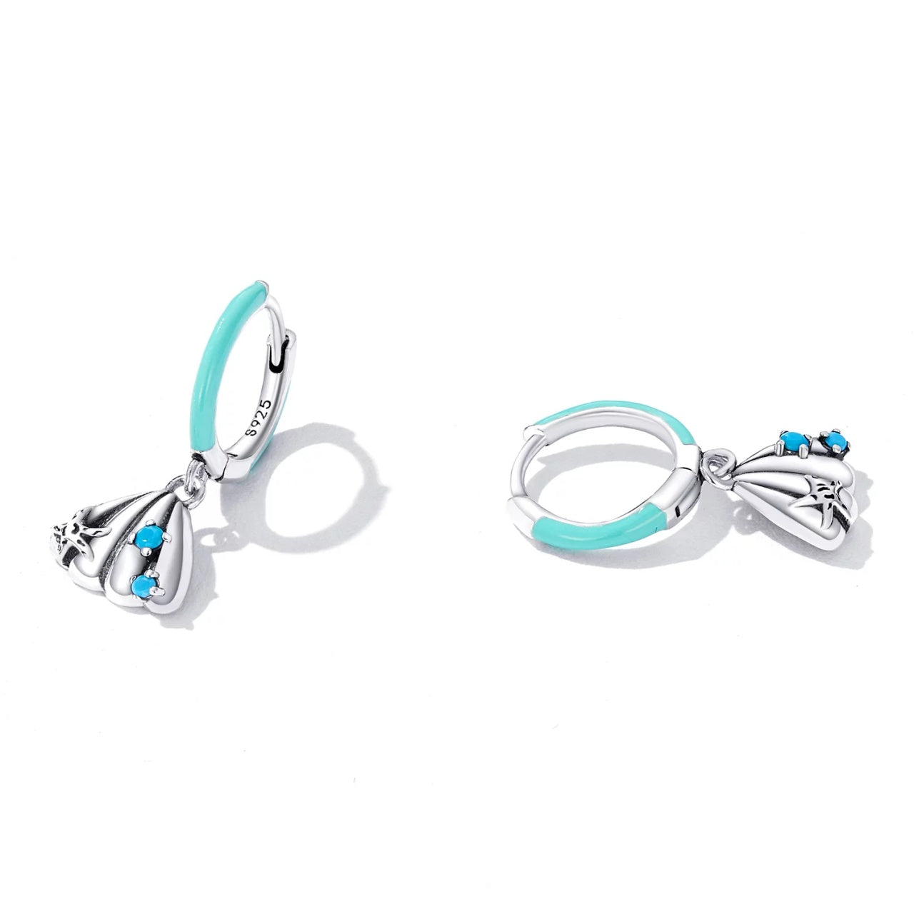 Cercei din argint Turquoise Shell, Argint 925, Pentru Femei