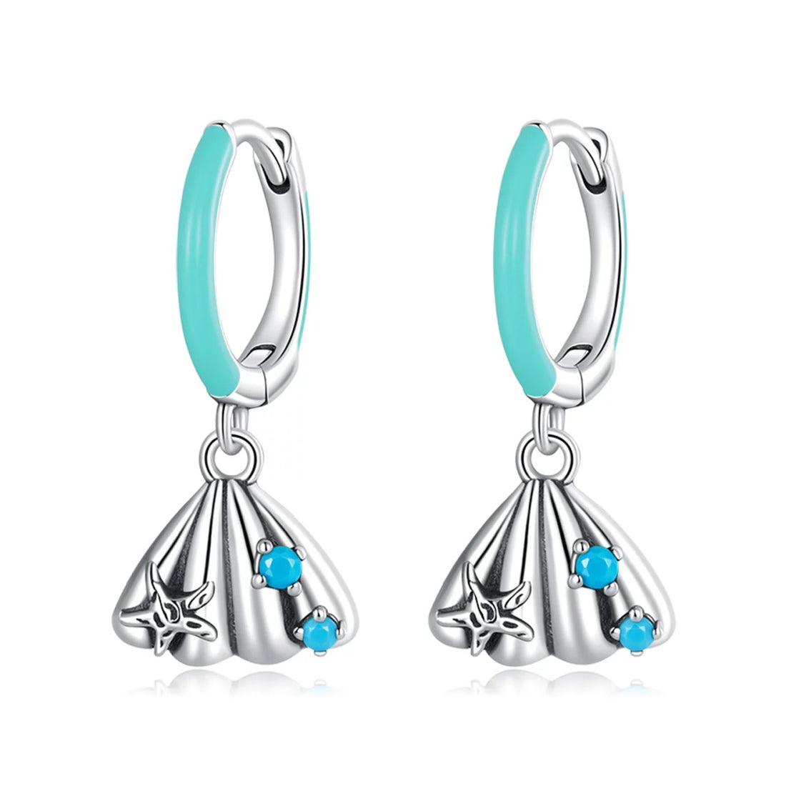 Cercei din argint Turquoise Shell, Argint 925, Pentru Femei