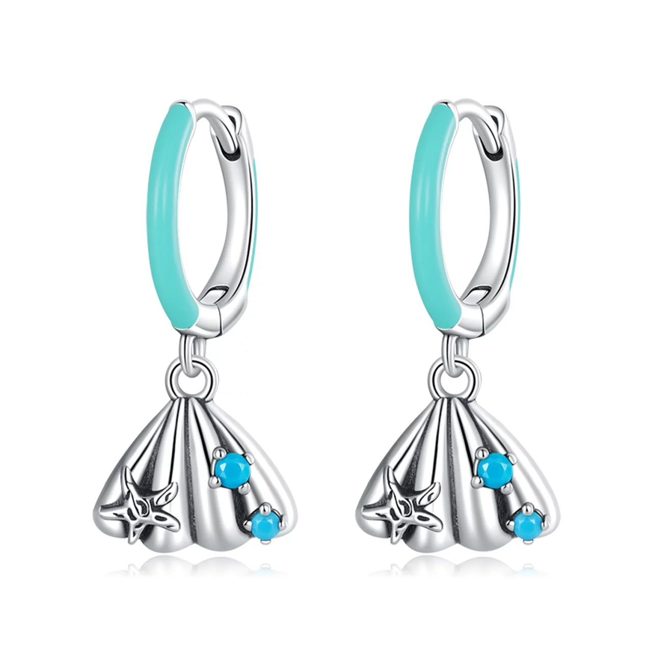 Cercei din argint Turquoise Shell, Argint 925, Pentru Femei