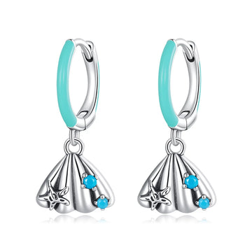 Cercei din argint Turquoise Shell, Argint 925, Pentru Femei