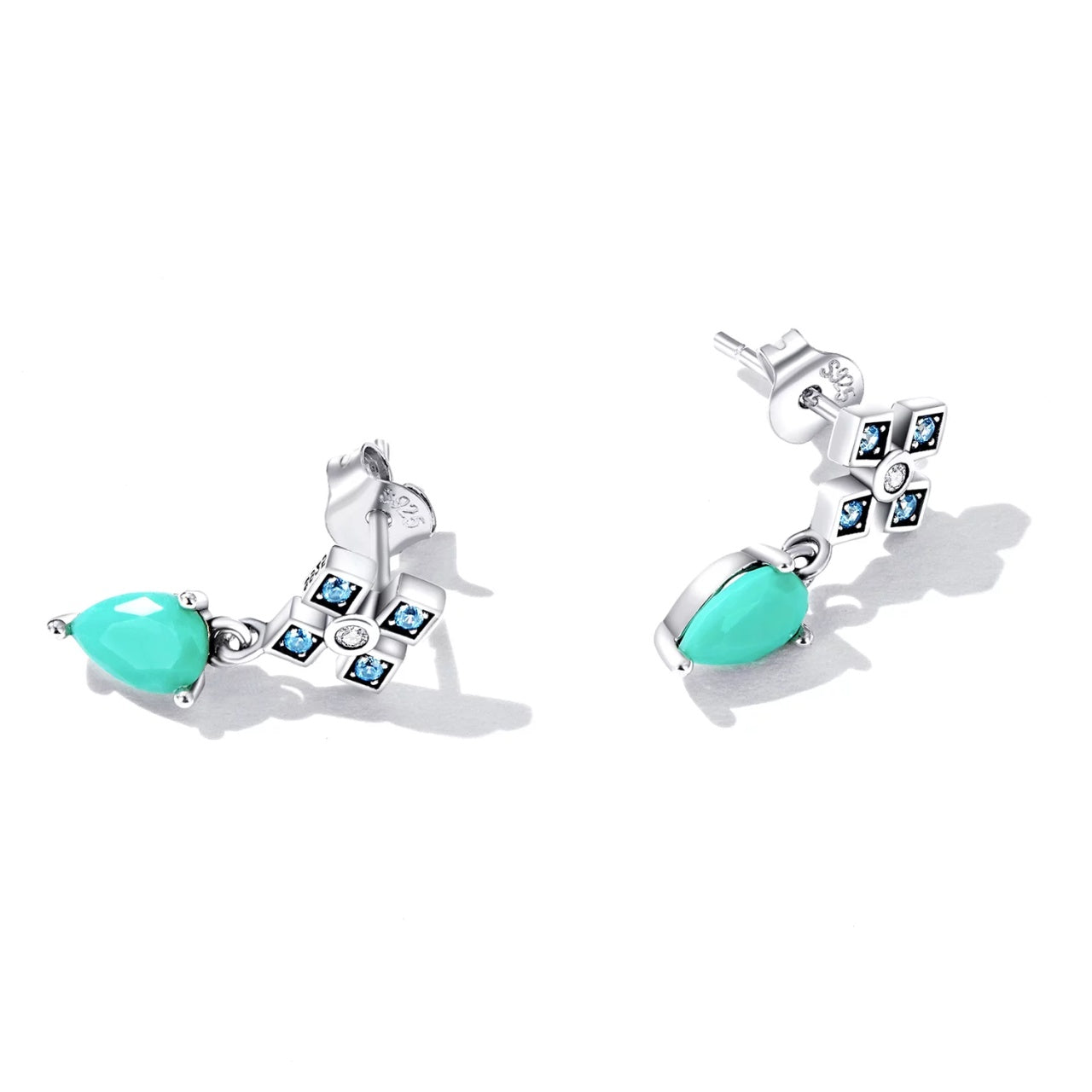 Cercei din argint Turquoise Tear, Argint 925, Pentru Femei
