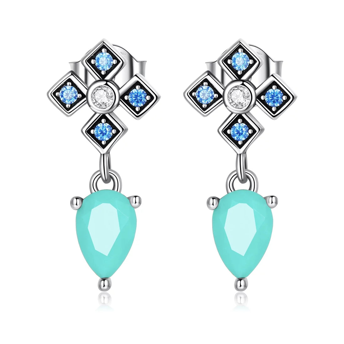 Cercei din argint Turquoise Tear, Argint 925, Pentru Femei