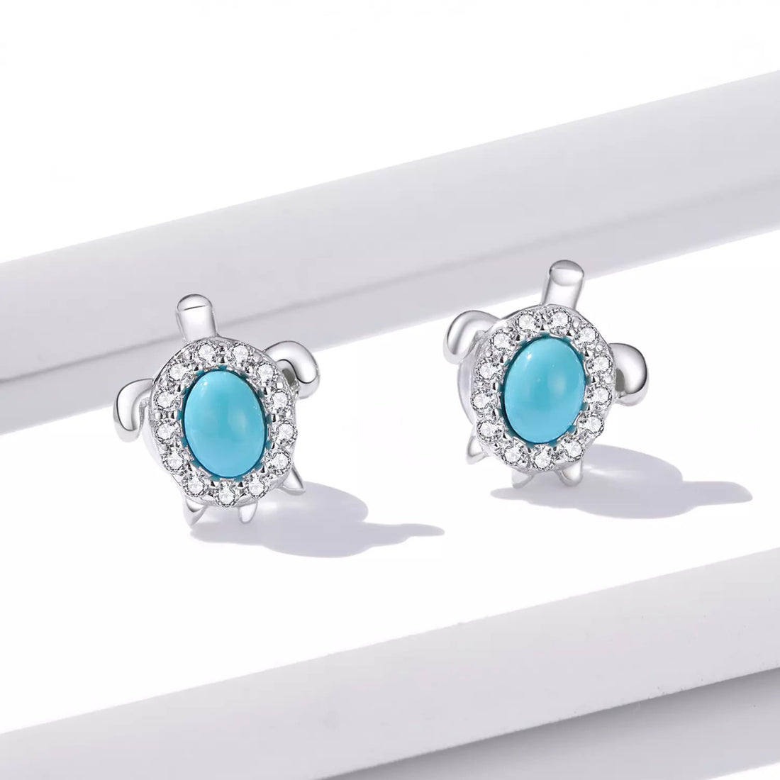 Cercei din argint Turquoise Turtle, Argint 925, Pentru Femei