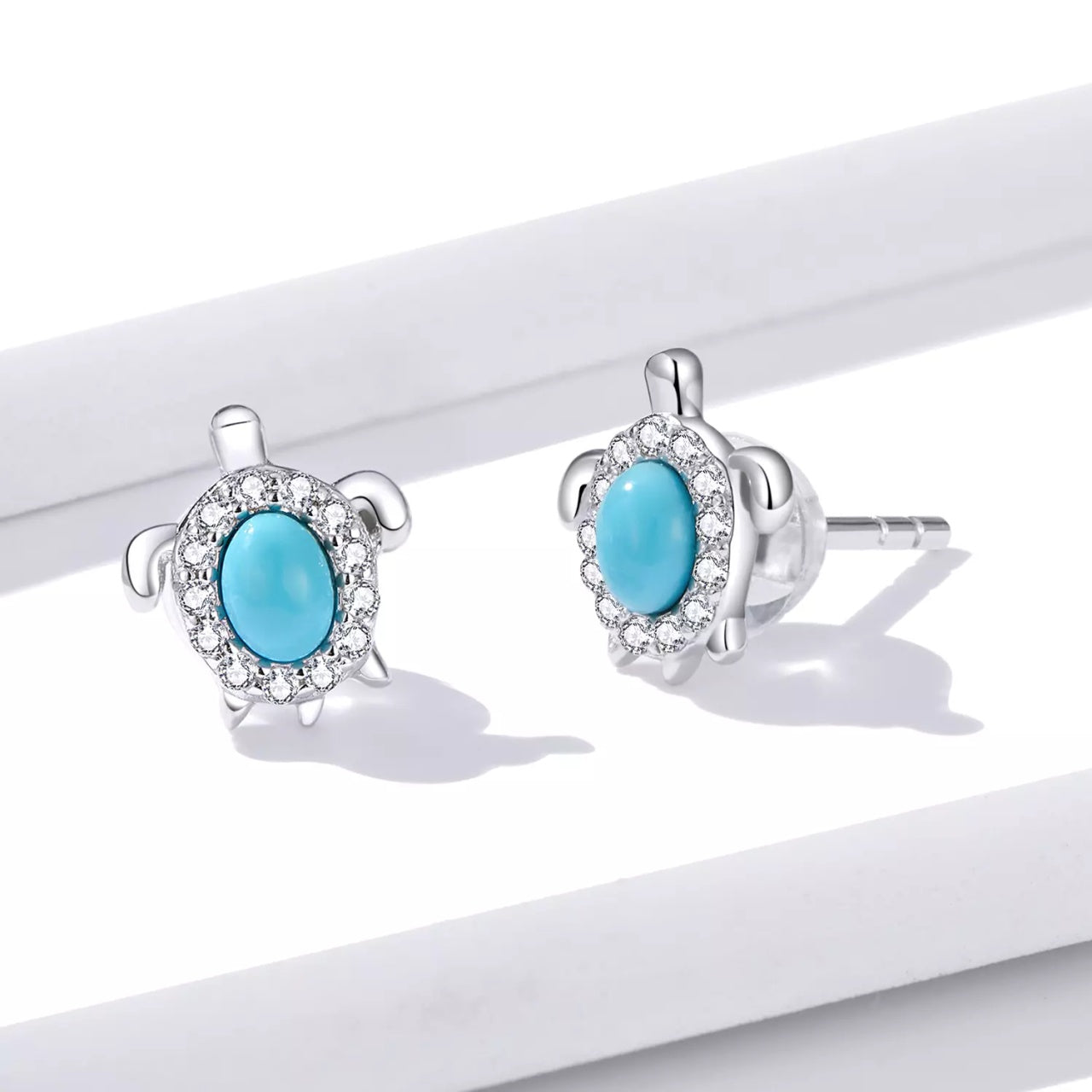 Cercei din argint Turquoise Turtle, Argint 925, Pentru Femei