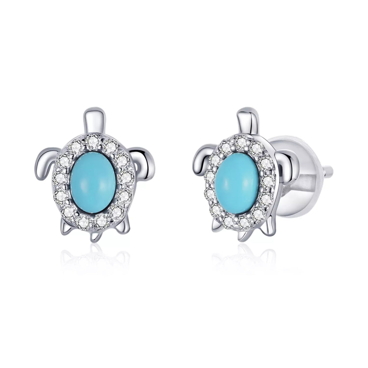 Cercei din argint Turquoise Turtle, Argint 925, Pentru Femei