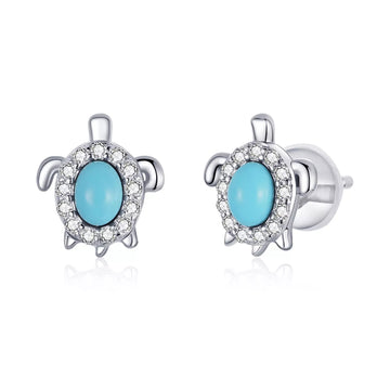 Cercei din argint Turquoise Turtle, Argint 925, Pentru Femei