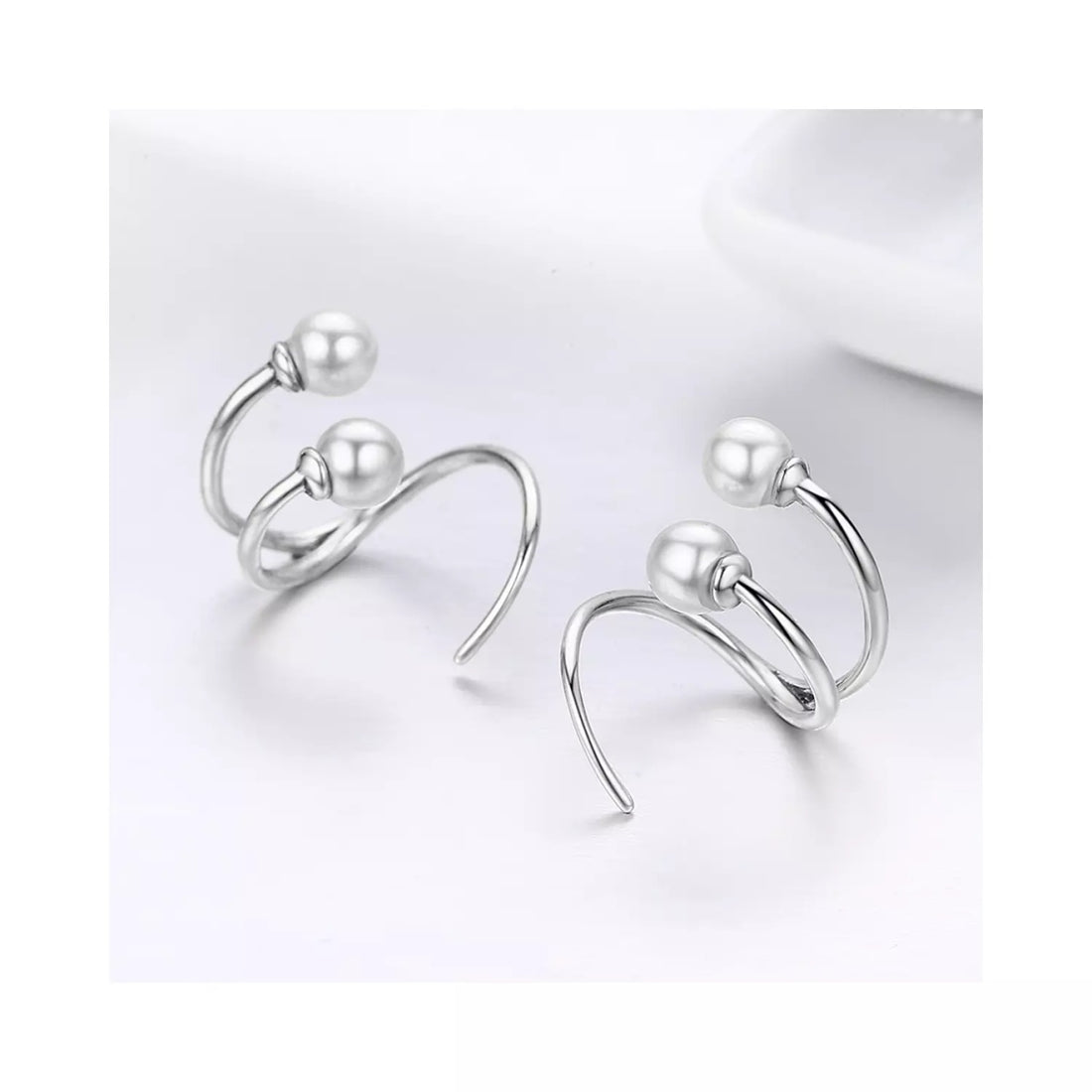 Cercei din argint Twist & Pearls, Argint 925, Pentru Femei