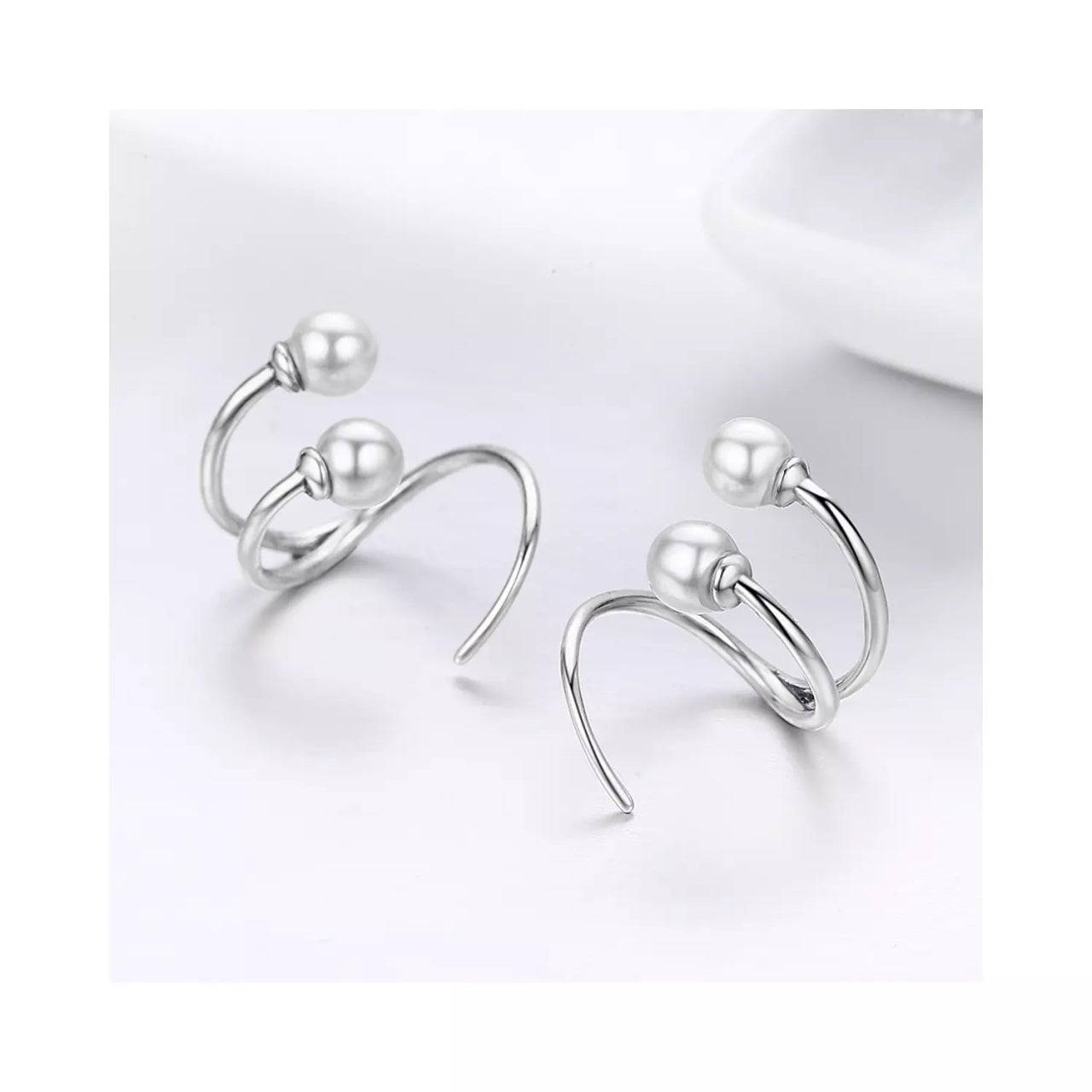 Cercei din argint Twist & Pearls, Argint 925, Pentru Femei