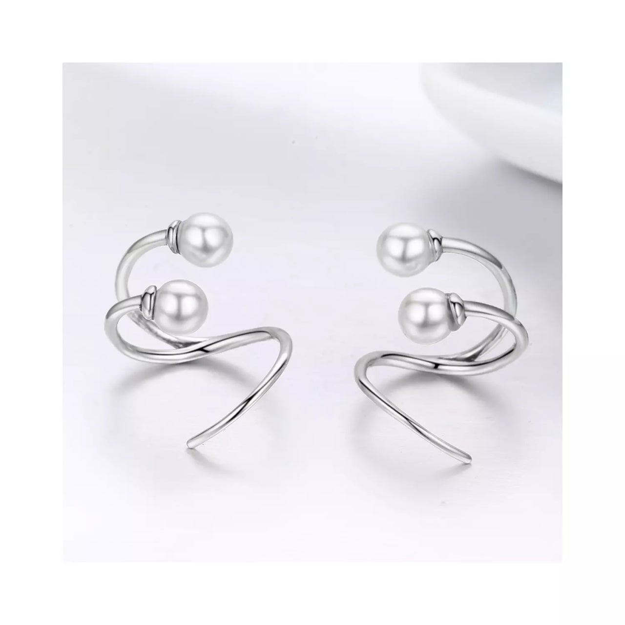 Cercei din argint Twist & Pearls, Argint 925, Pentru Femei