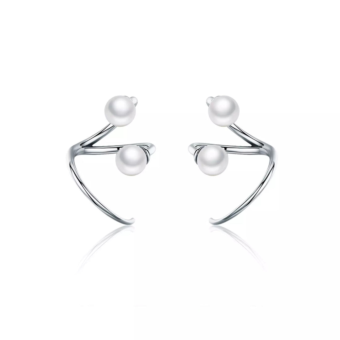 Cercei din argint Twist & Pearls, Argint 925, Pentru Femei