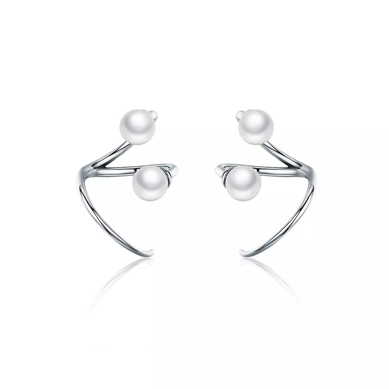 Cercei din argint Twist & Pearls, Argint 925, Pentru Femei
