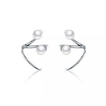 Cercei din argint Twist & Pearls, Argint 925, Pentru Femei
