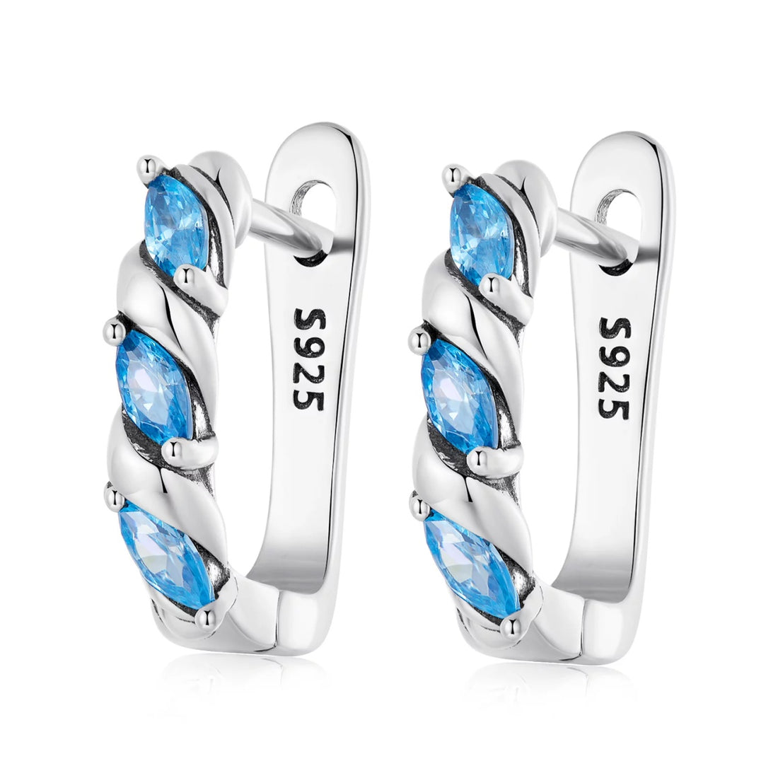 Cercei din argint Twisted Blue Squares, Argint 925, Pentru Femei
