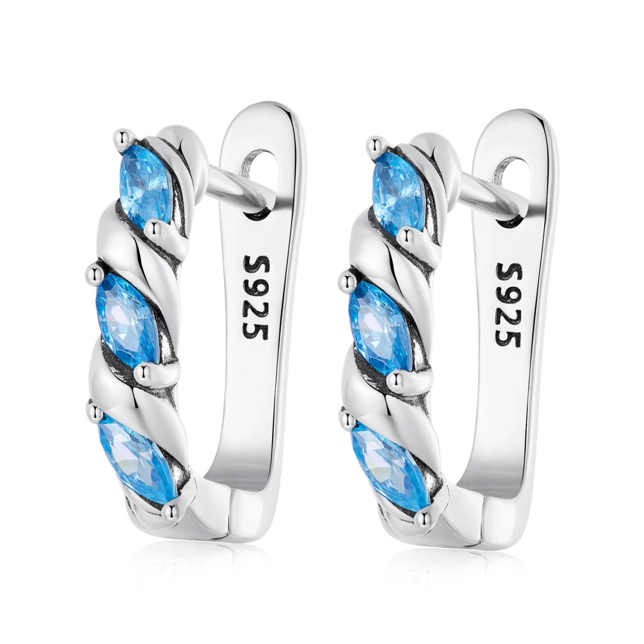 Cercei din argint Twisted Blue Squares, Argint 925, Pentru Femei