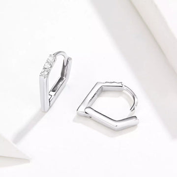 Cercei din argint V Shape Hoops, Argint 925, Pentru Femei