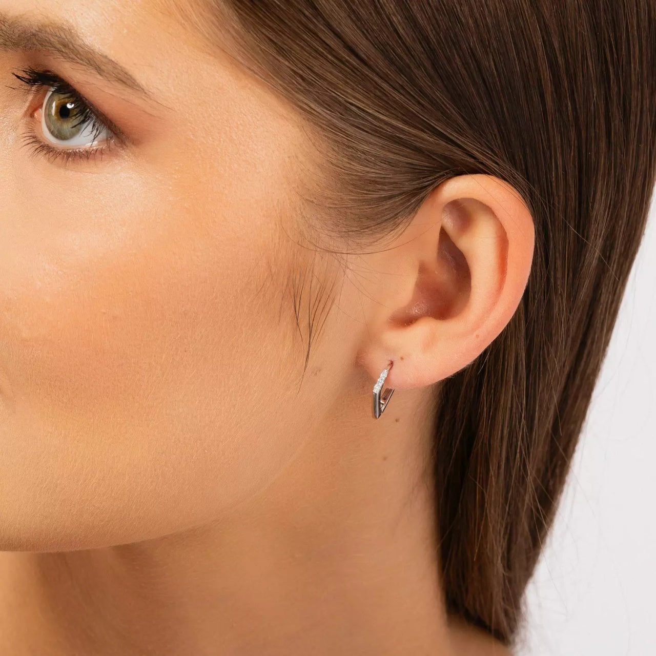 Cercei din argint V Shape Hoops, Argint 925, Pentru Femei