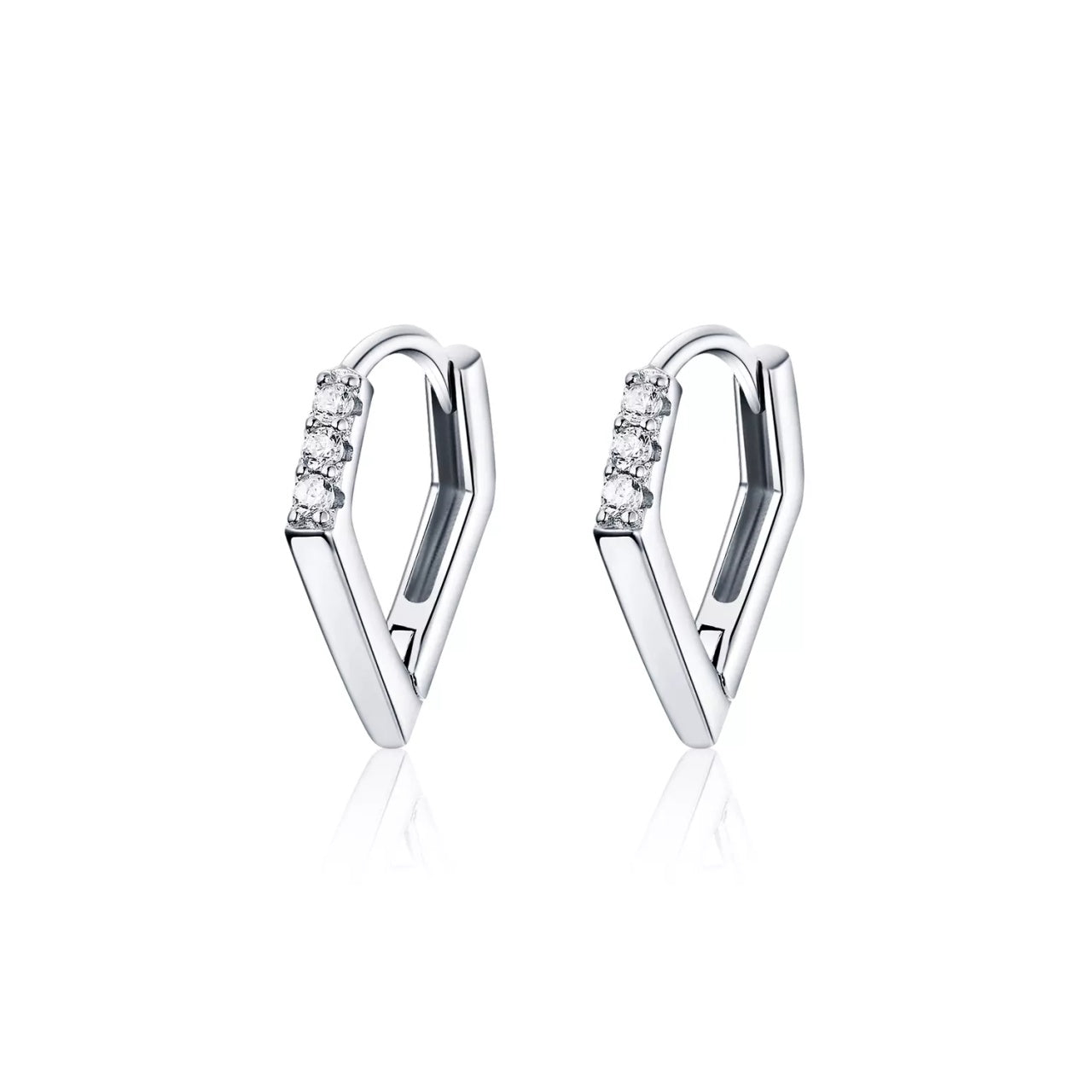 Cercei din argint V Shape Hoops, Argint 925, Pentru Femei