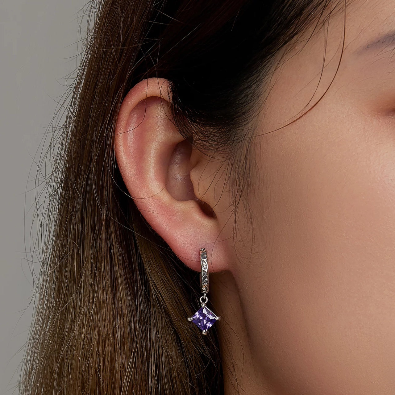 Cercei din argint Vintage Purple, Argint 925, Pentru Femei