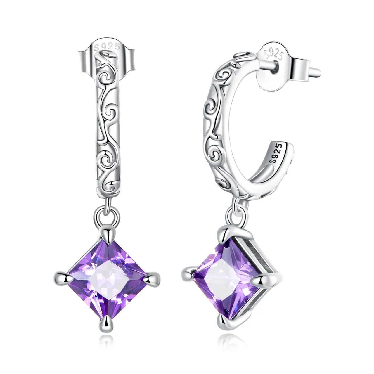 Cercei din argint Vintage Purple, Argint 925, Pentru Femei