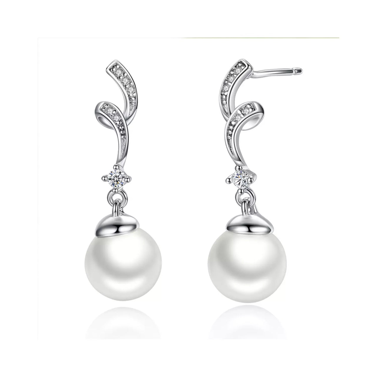 Cercei din argint Wave Drop Pearls, Argint 925, Pentru Femei 3.06g