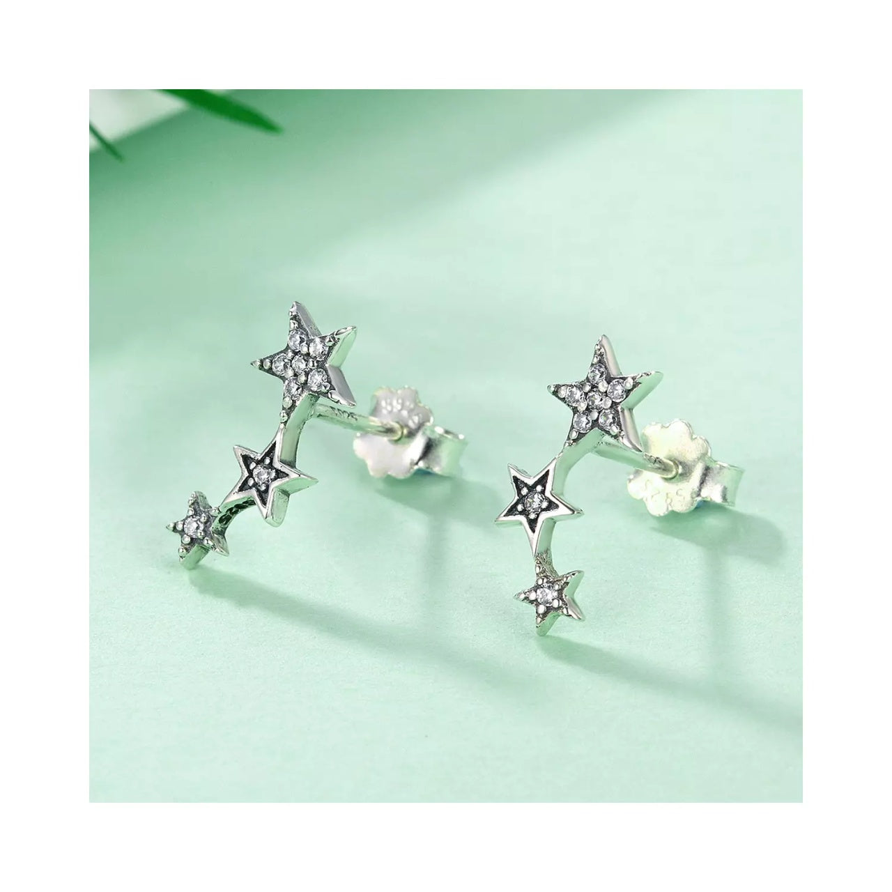 Cercei din argint Wave Stars, Argint 925, Pentru Femei