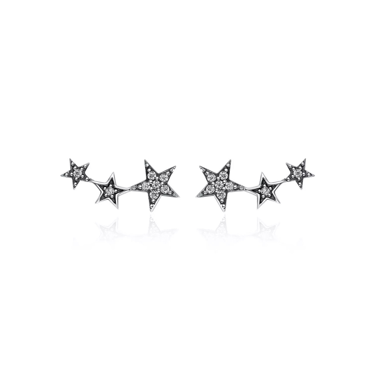 Cercei din argint Wave Stars, Argint 925, Pentru Femei