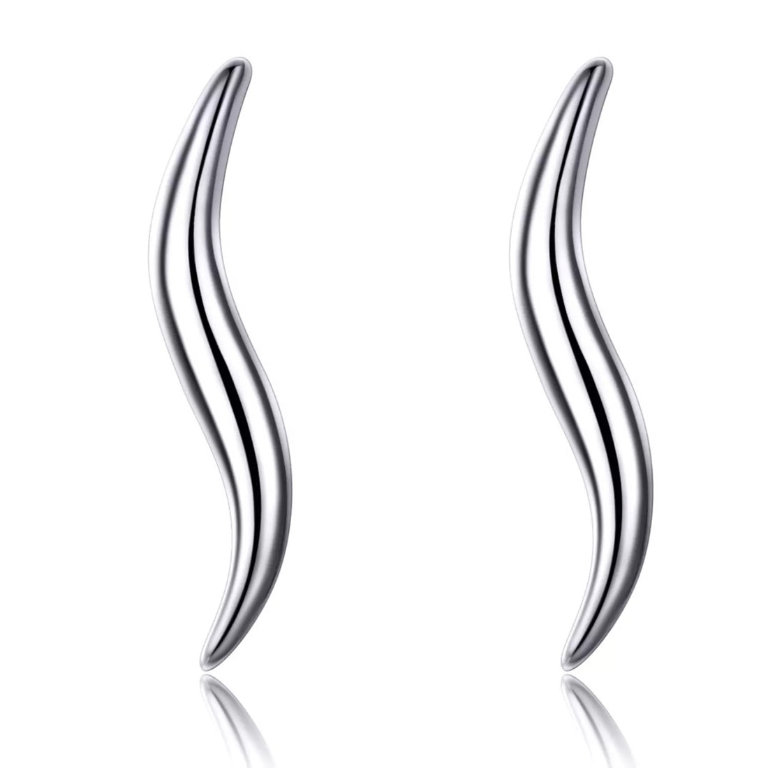 Cercei din argint Wavy Studs, Argint 925, Pentru Femei